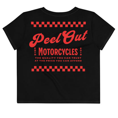 Peel Out Motorcycles Crop Tee - Black